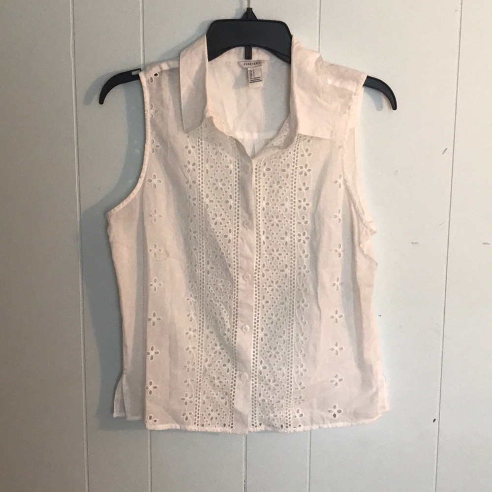 Forever 21 Patterned Button Up Tank Top Sz Small